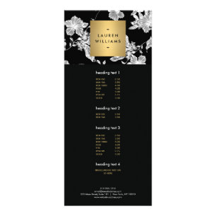 Cartão floral preto elegante da cremalheira do