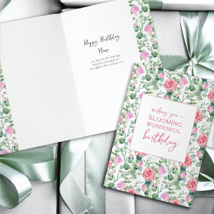 Cartão Floral Rosas Blooming Maravilhoso Aniversário