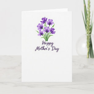 Cartão Floral Roxo em Aquarela