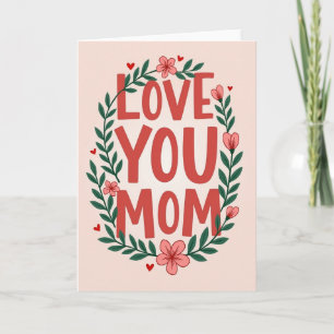 Cartão Floral Simples 'Amo Você Mãe'