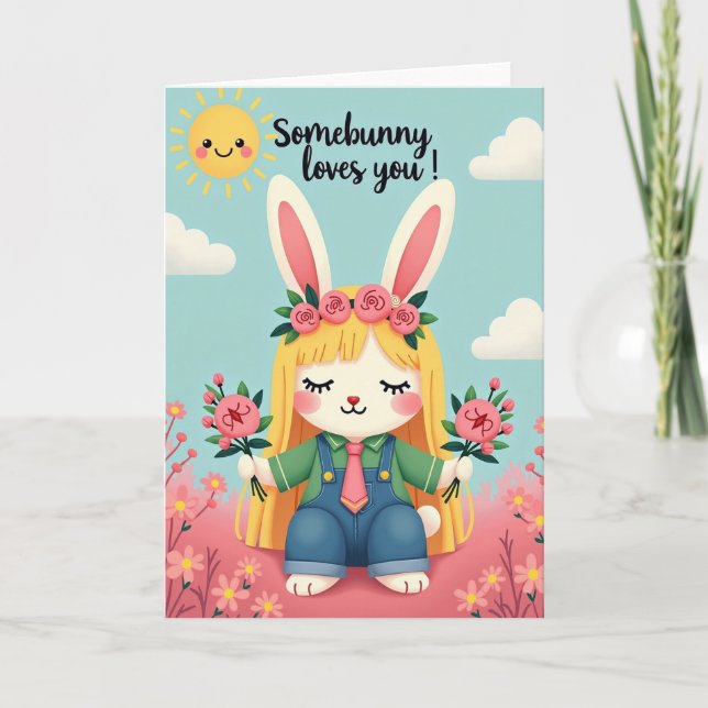 Cartão Floral Somebunny Loves You (Frente)