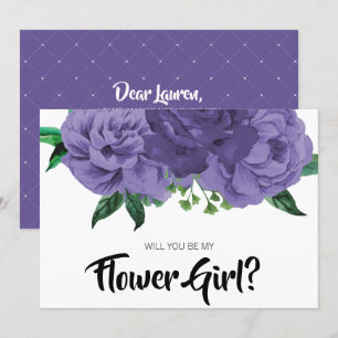 Cartão Floral Ultra Violeta Roxo Seja Minha Menina