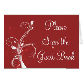 Cartão floral vermelho e branco da mesa