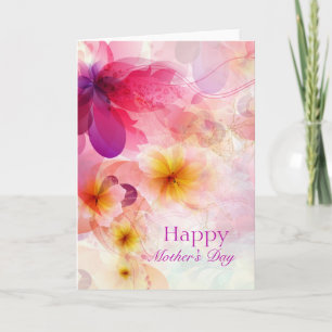 Cartão Flores Abstrato coloridas - Dia de as mães feliz