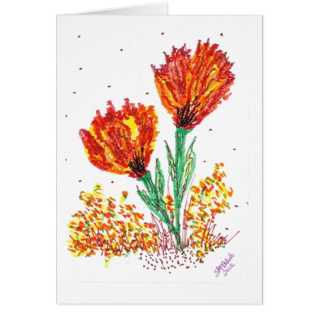 Cartão Flores alaranjadas (Frente)