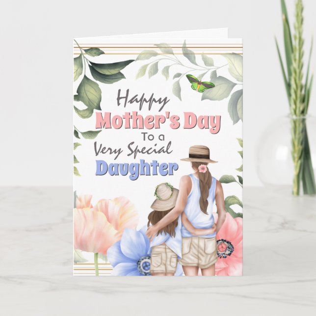 Cartão Flores anêmonas da ilustração da filha-mãe (Frente)