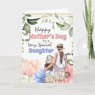 Cartão Flores anêmonas da ilustração da filha-mãe