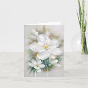 Cartão Flores aquarela branca personalizáveis