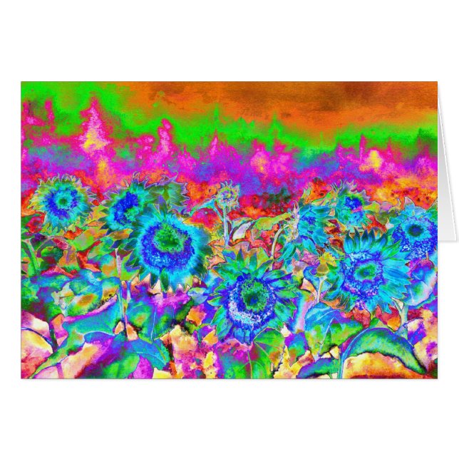 Cartão Flores azuis azuis e retro (Frente Horizontal)