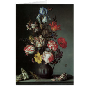Cartão Flores Barrocas Vintage por Balthasar van der Ast