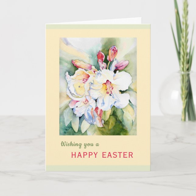 Cartão Flores Bloqueando para Páscoa, Aquarela, Placa 5x7 (Frente)