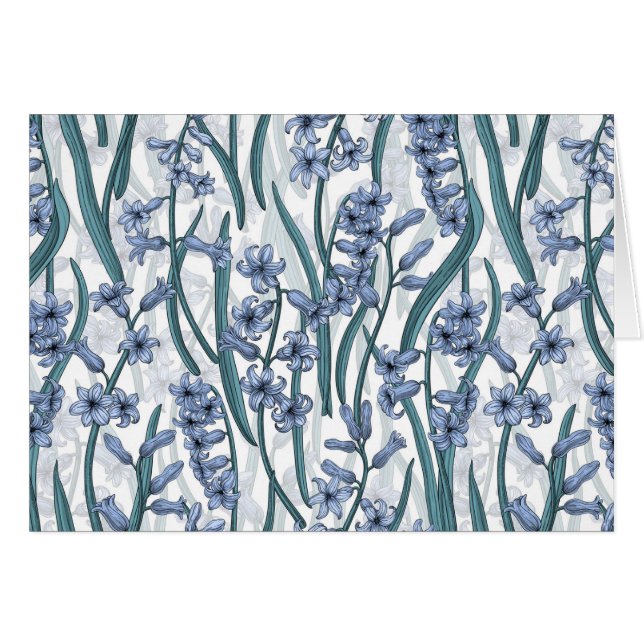 Cartão Flores Blue Hyacinth em branco (Frente Horizontal)