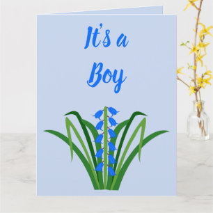 Cartão Flores Bluebell Baby Menino Primavera Personalizad