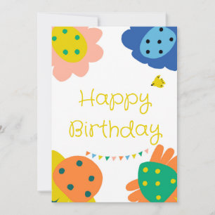 Cartão Flores bonitinhas personalizadas com pássaro
