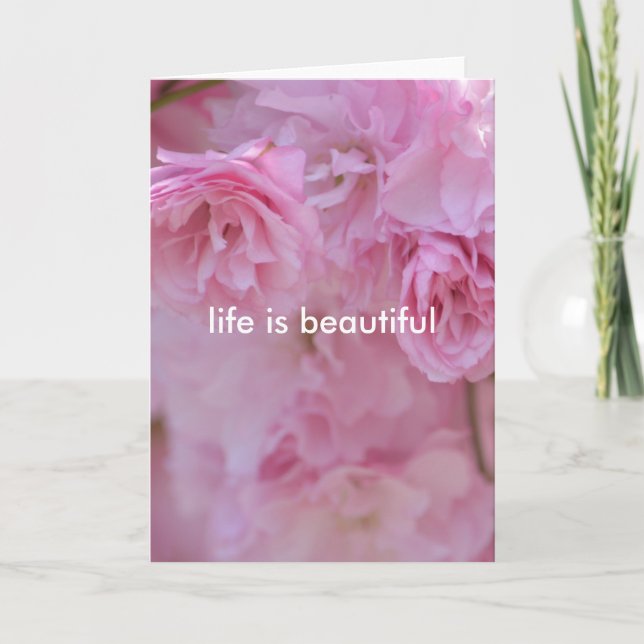 Cartão Flores bonito Rosa (Frente)