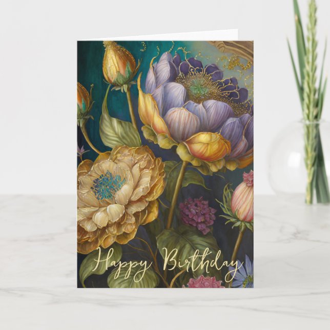 Cartão flores Boroque de aniversário (Frente)