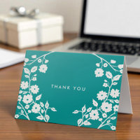 Flores brancas Azul Teal Obrigado Personalizado