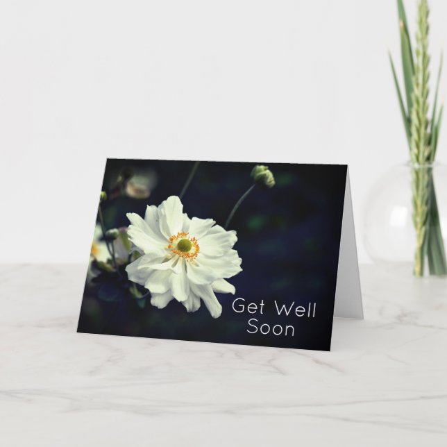 Cartão Flores Brancas De Jardim De Anêmonas Ficam Bem Em  (Frente)