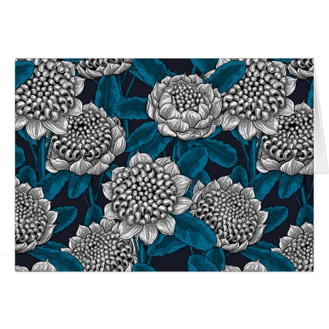 Cartão Flores brancas de waratah (Frente Horizontal)