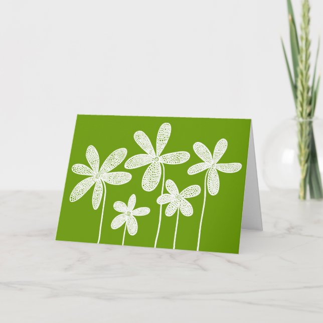 Cartão Flores - Branco no Verde 669900 (Frente)
