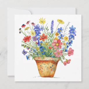 Cartão Flores Caprichosas no Vaso Pensando em Você Alegri