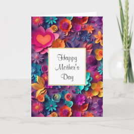 Cartão Flores Coloridas de Primavera no Dia das Mães