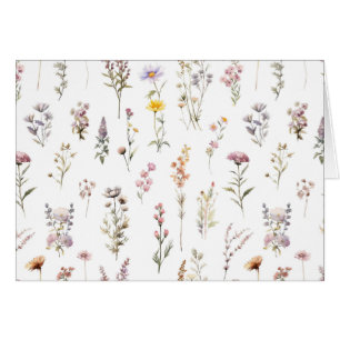 Cartão Flores Coloridas, Flores Selvagens, Flores De Jard