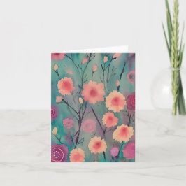 Cartão Flores cor-de-água rosa personalizáveis