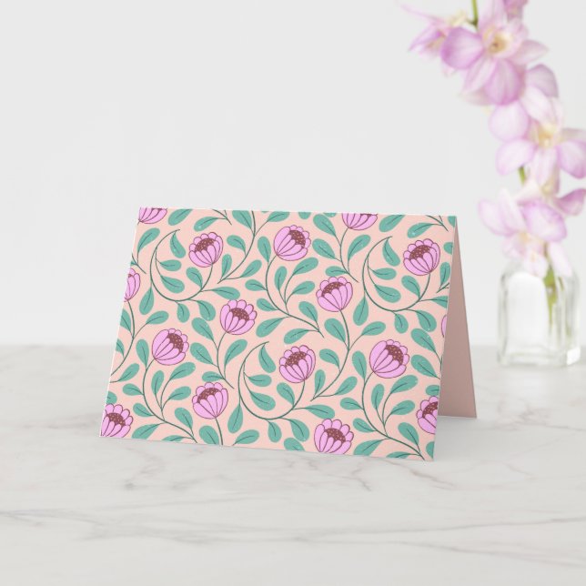 Cartão Flores cor-de-rosa e negrito (Orquídea)