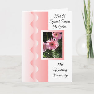 Cartão Flores Cor-de-Rosa Personalizadas 75º Aniversário 