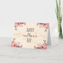 Cartão Flores - Cores d’água da Placa de Dia de as mães