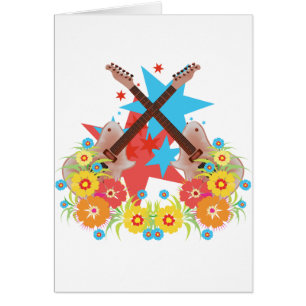 Cartão Flores da guitarra da estrela