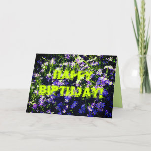 Cartão Flores da primavera Azul no Feliz Aniversário Ver