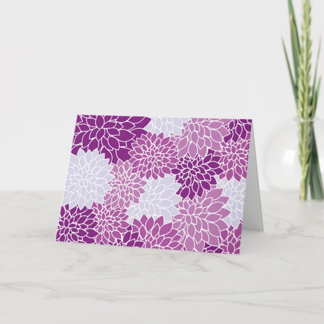 Cartão Flores Dahlia, Padrão De Flores, Dahlia Roxa (Frente)