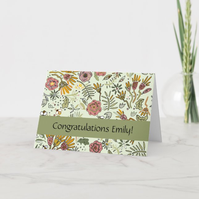 Cartão Flores De Abelhas Florais De Aquarelas Modernas El (Frente)