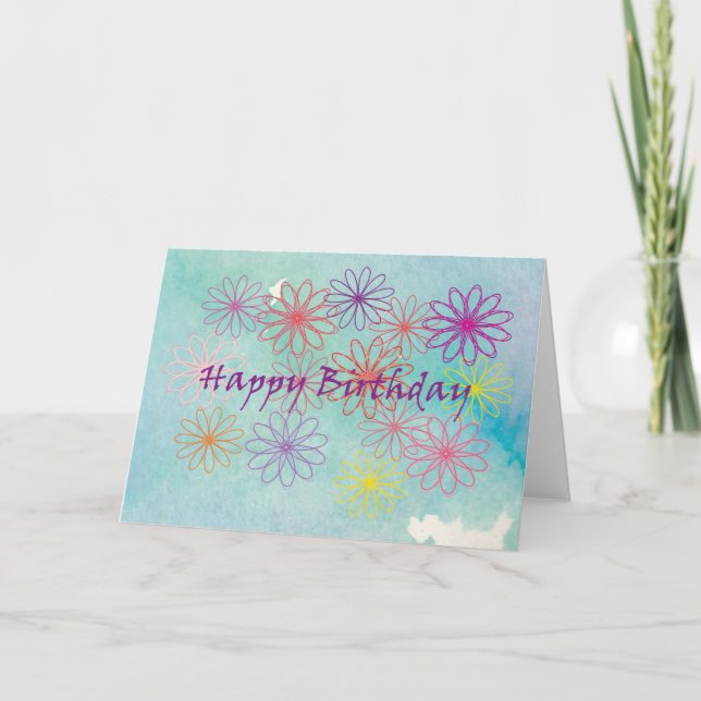 Cartão Flores de Aniversário (Frente)