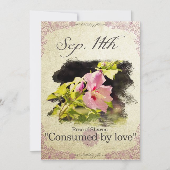 Cartão Flores de aniversário em 11 de setembro "Rosa de S (Frente)