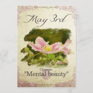 Cartão Flores de aniversário em 3 de maio "Clematis"