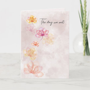 Cartão Flores de Aniversário na Abstrato Rosa