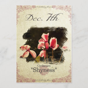 Cartão Flores de aniversário no 7 de dezembro "Cyclamen"