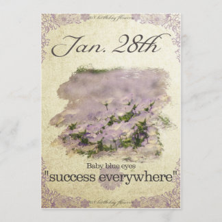 Cartão Flores de aniversário no dia 28 de janeiro "Olhos