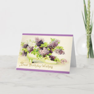 Cartão Flores de Aniversário Vintage, com envelopes bran