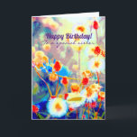 Cartão Flores de Aniversários Felizes e Coloridas<br><div class="desc">Um belo design de flor silvestre abstrato em cores brilhantes. Este lindo cartão de flor de prado faz o cartão de aniversário floral perfeito para iluminar o dia de alguém. Um design floral brilhante e colorido adequado para muitas ocasiões. Personalize a saudação frontal para fazer um cartão exclusivo.</div>