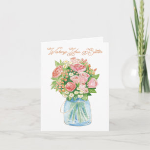 Cartão Flores de Aquarela em um Jar - Consiga Bem