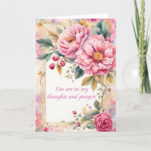 Cartão Flores de Aquarela Rosa Pensamentos e Orações