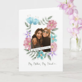 Cartão Flores de Aquarelas de Foto Personalizadas do Dia
