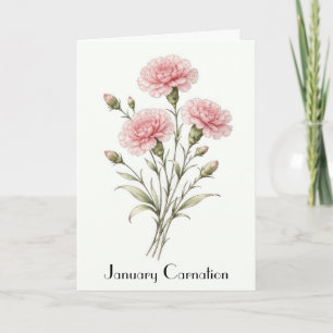 Cartão Flores de Carnation de Janeiro Saudações