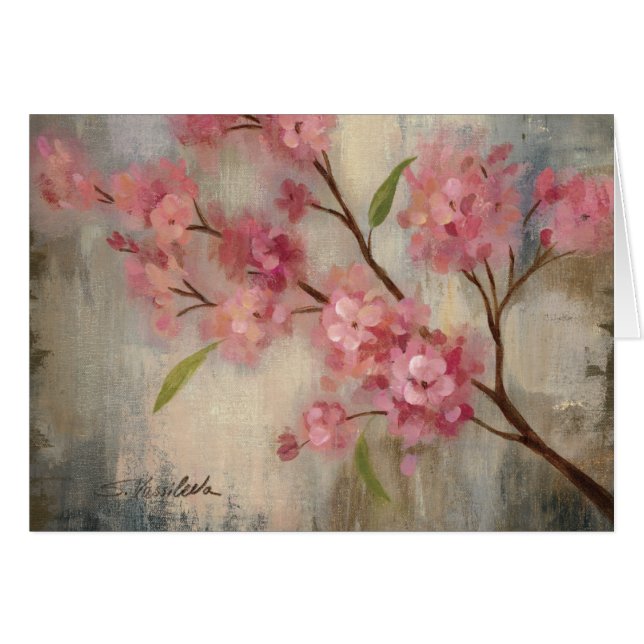 Cartão Flores de cerejeira e ramo (Frente Horizontal)