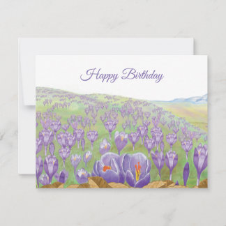 Cartão Flores de Croco Roxo na Ilustração de Primavera Hi