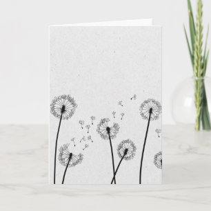 Cartão Flores de Dente-de-Leão Pappus Esporos Cinza